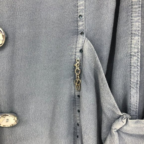 ELISA CAVALETTI Slate Blue Slouchy Jersey Buttoned Long Overcoat NWT crepe SP - Picture 13 of 16